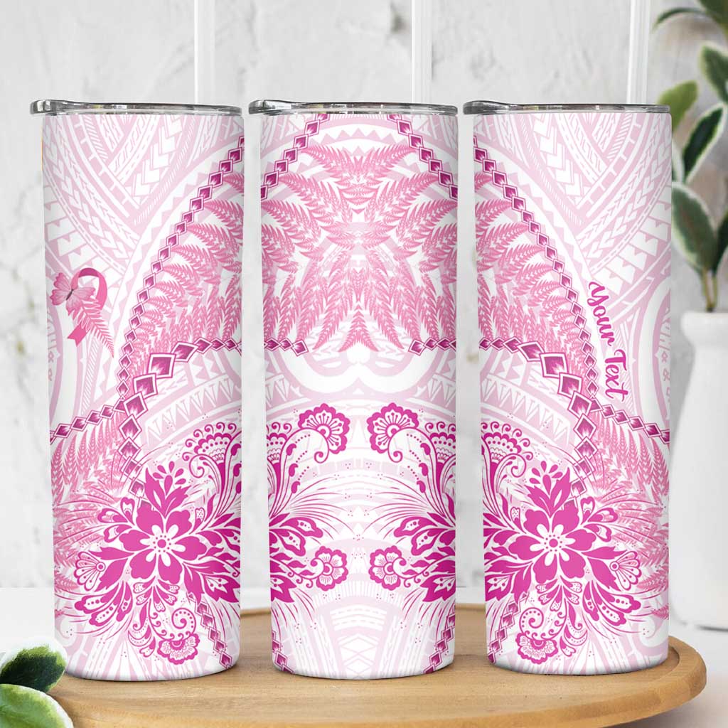 Personalised New Zealand Pink Fern Breast Cancer Skinny Tumbler Polynesian Pattern LT01 - Polynesian Pride