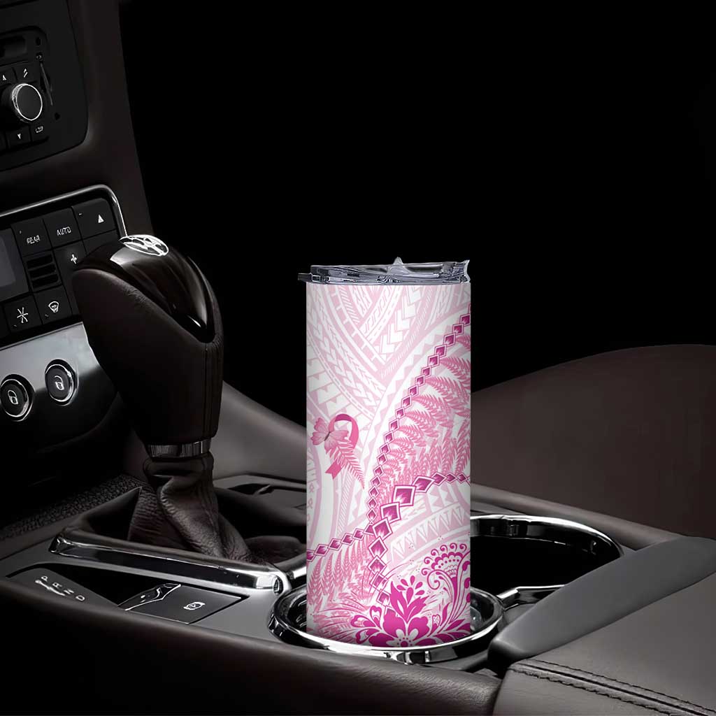 Personalised New Zealand Pink Fern Breast Cancer Skinny Tumbler Polynesian Pattern LT01 - Polynesian Pride