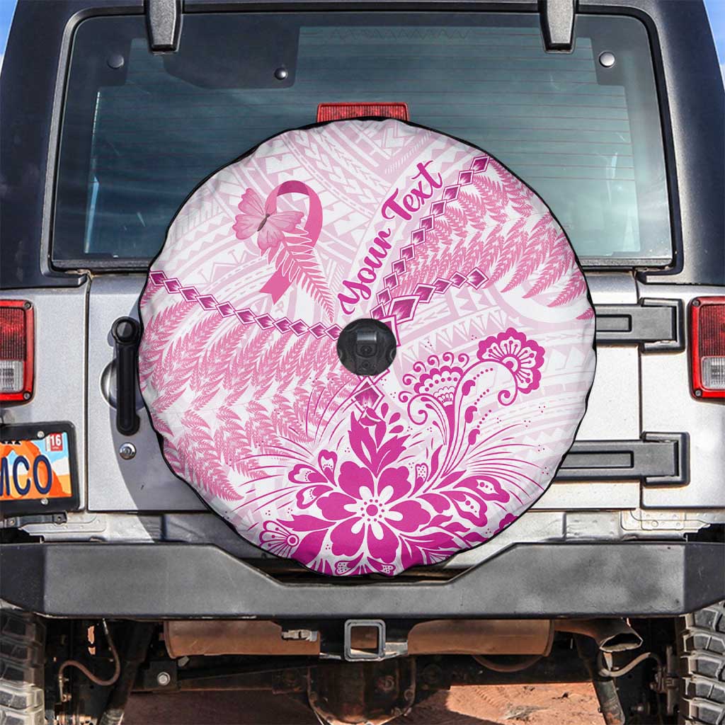 Personalised New Zealand Pink Fern Breast Cancer Spare Tire Cover Polynesian Pattern LT01 Pink - Polynesian Pride