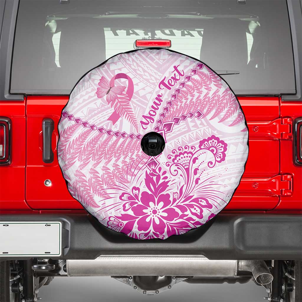 Personalised New Zealand Pink Fern Breast Cancer Spare Tire Cover Polynesian Pattern LT01 - Polynesian Pride