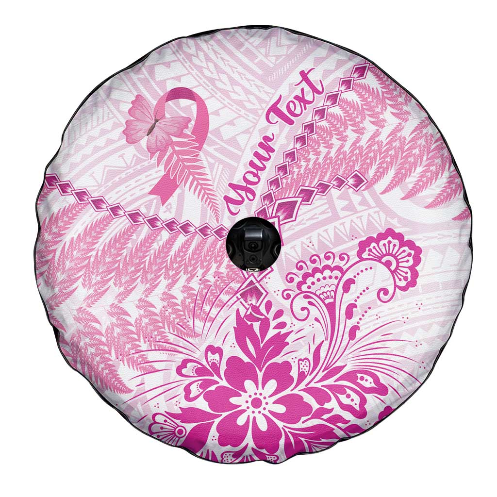 Personalised New Zealand Pink Fern Breast Cancer Spare Tire Cover Polynesian Pattern LT01 - Polynesian Pride