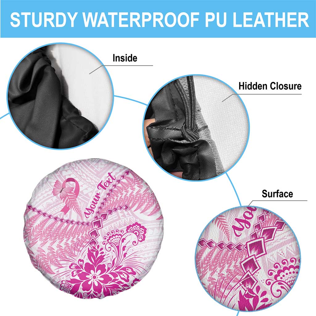 Personalised New Zealand Pink Fern Breast Cancer Spare Tire Cover Polynesian Pattern LT01 - Polynesian Pride