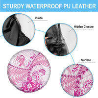 Personalised New Zealand Pink Fern Breast Cancer Spare Tire Cover Polynesian Pattern LT01 - Polynesian Pride