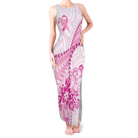 Personalised New Zealand Pink Fern Breast Cancer Tank Maxi Dress Polynesian Pattern LT01 Women Pink - Polynesian Pride