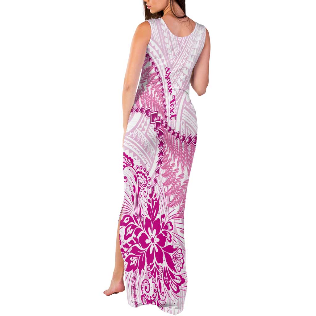 Personalised New Zealand Pink Fern Breast Cancer Tank Maxi Dress Polynesian Pattern LT01 - Polynesian Pride