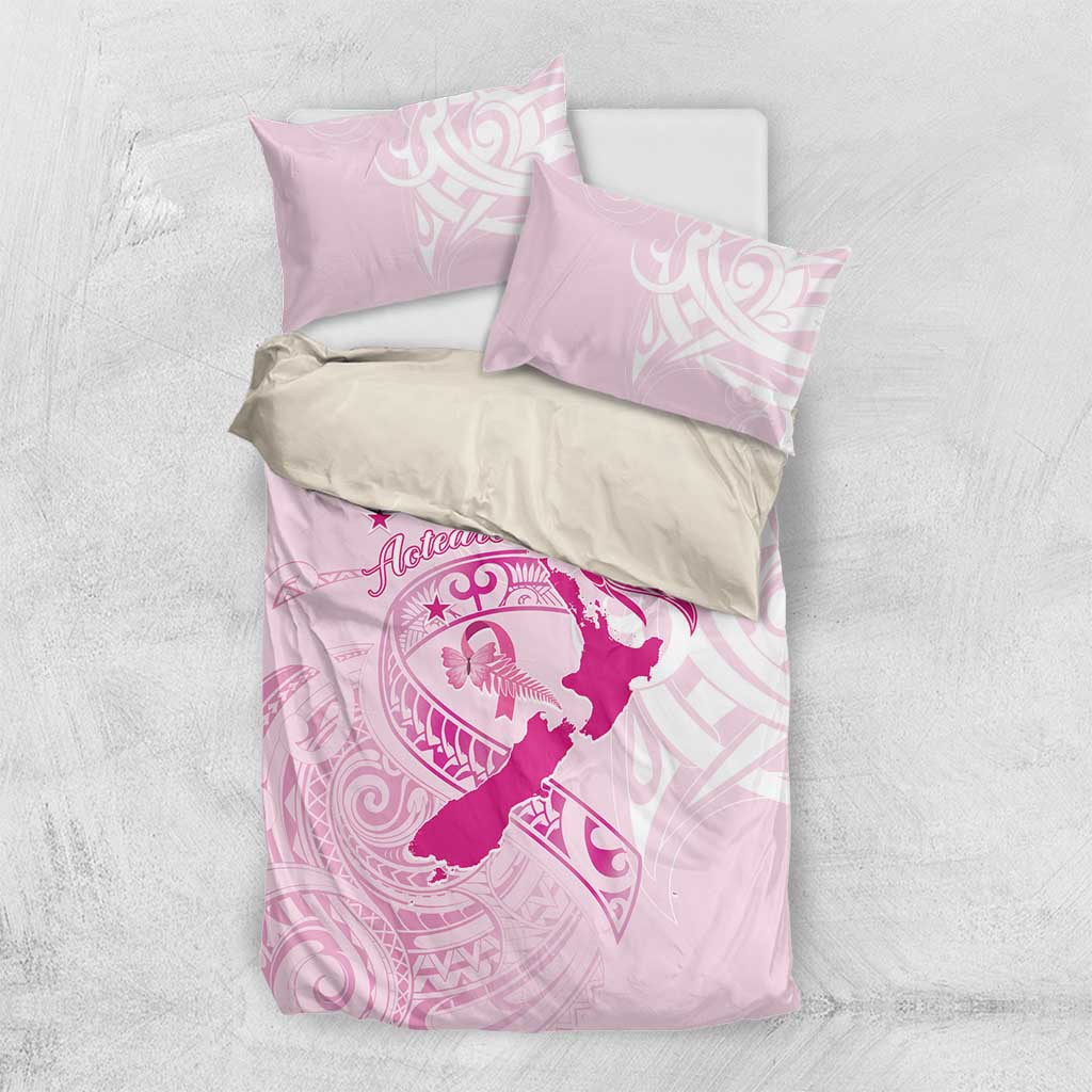 Personalised Aotearoa Breast Cancer Bedding Set New Zealand Maori Pattern
