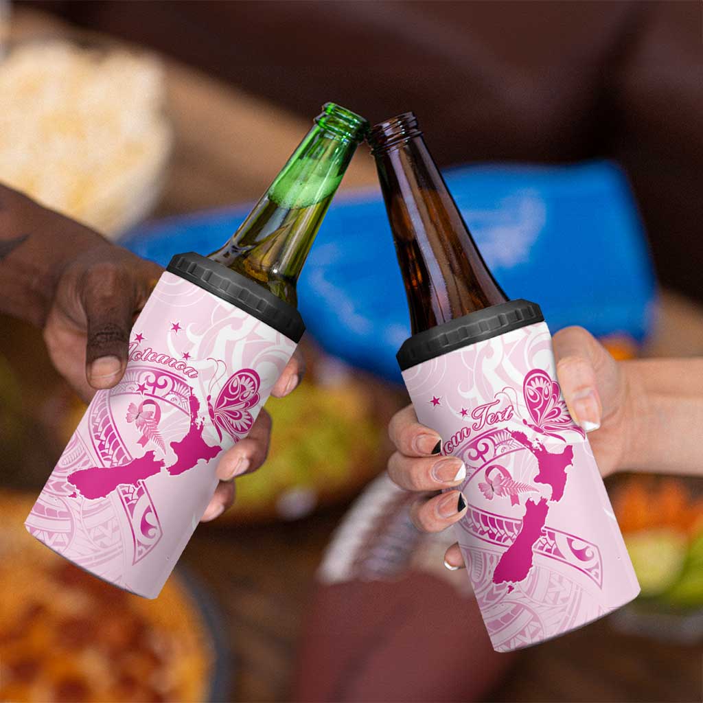 Personalised Aotearoa Breast Cancer 4 in 1 Can Cooler Tumbler Maori Pattern