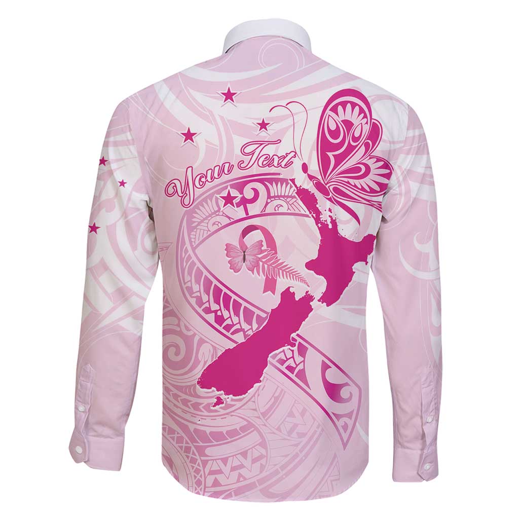 Personalised Aotearoa Breast Cancer Family Matching Long Sleeve Bodycon Dress and Hawaiian Shirt New Zealand Maori Pattern LT01 - Polynesian Pride