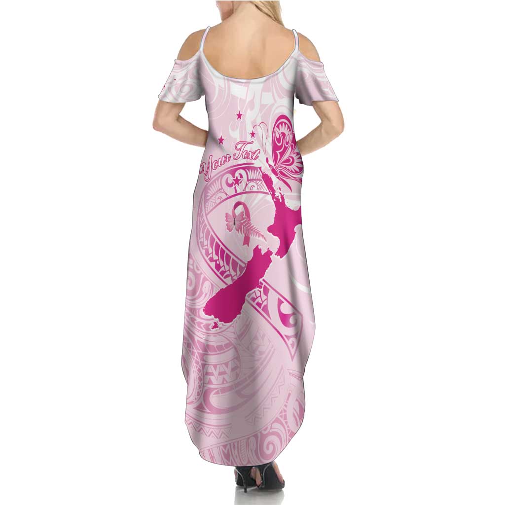 Personalised Aotearoa Breast Cancer Family Matching Summer Maxi Dress and Hawaiian Shirt New Zealand Maori Pattern LT01 - Polynesian Pride