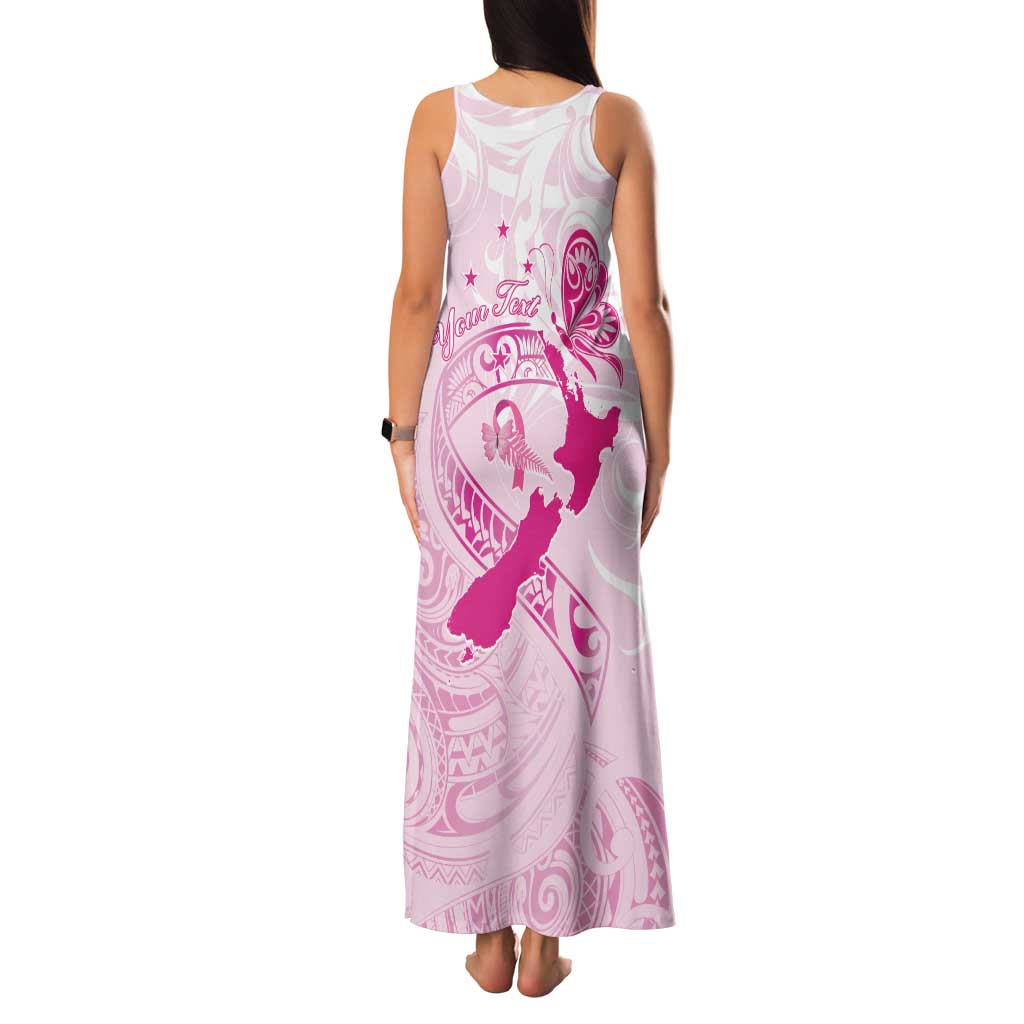 Personalised Aotearoa Breast Cancer Family Matching Tank Maxi Dress and Hawaiian Shirt New Zealand Maori Pattern LT01 - Polynesian Pride