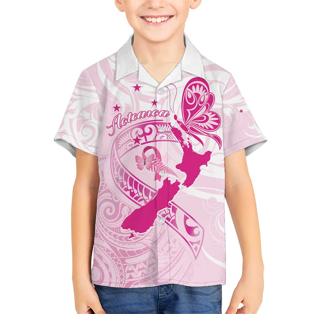 Personalised Aotearoa Breast Cancer Hawaiian Shirt New Zealand Maori Pattern
