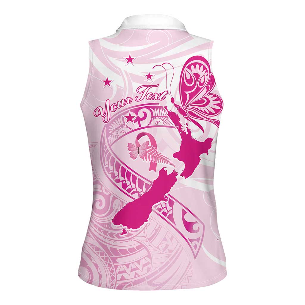 Personalised Aotearoa Breast Cancer Women Sleeveless Polo Shirt New Zealand Maori Pattern LT01 - Polynesian Pride