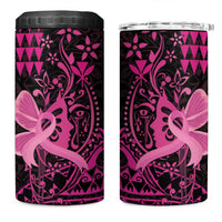 Hawaii Breast Cancer 4 in 1 Can Cooler Tumbler Girl Floral Kakau Pattern LT01 One Size: 16 oz Pink - Polynesian Pride