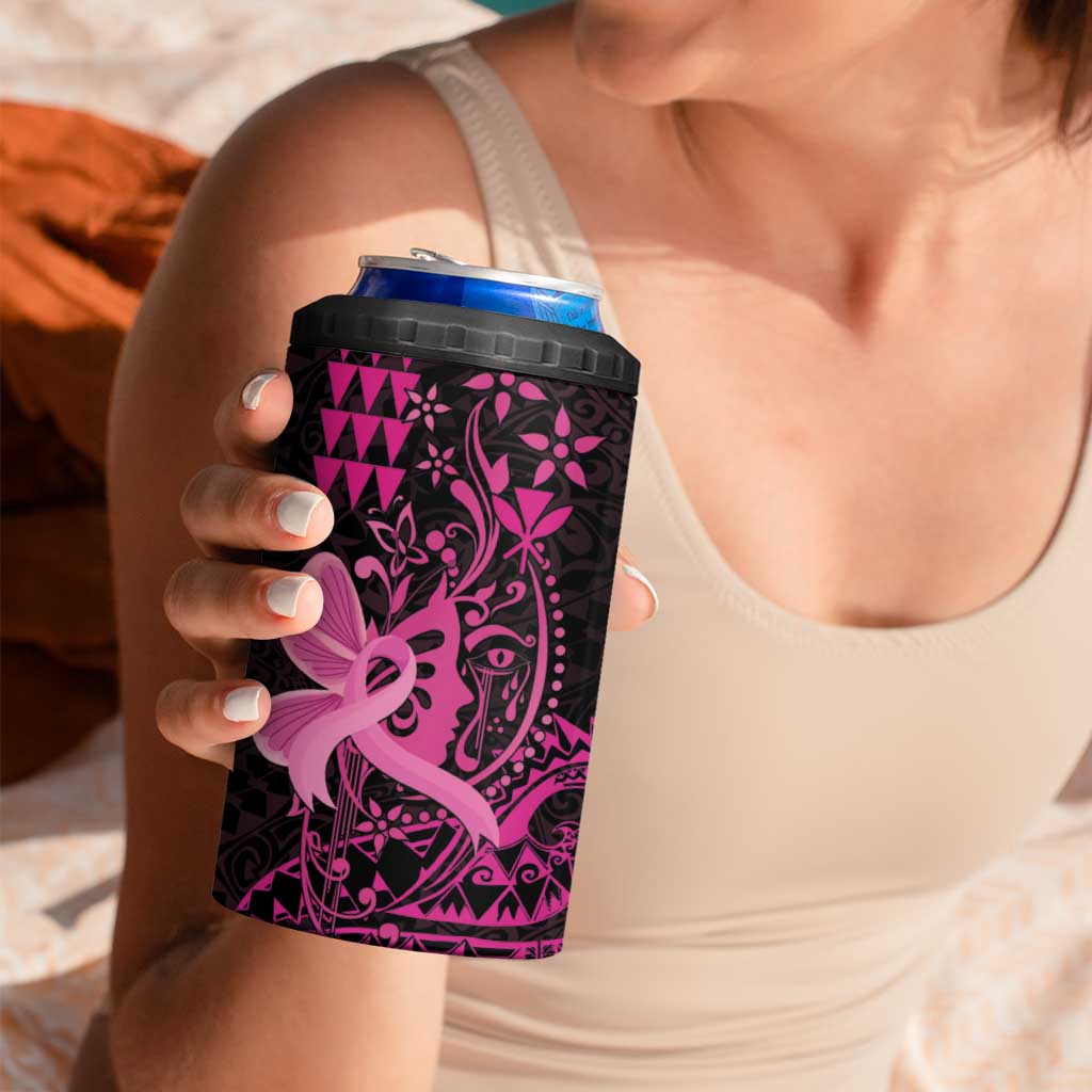 Hawaii Breast Cancer 4 in 1 Can Cooler Tumbler Girl Floral Kakau Pattern LT01 - Polynesian Pride
