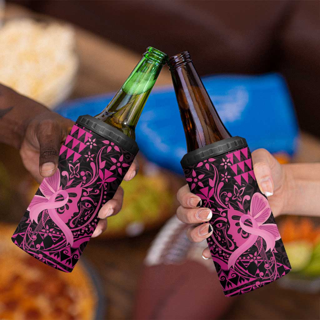 Hawaii Breast Cancer 4 in 1 Can Cooler Tumbler Girl Floral Kakau Pattern LT01 - Polynesian Pride