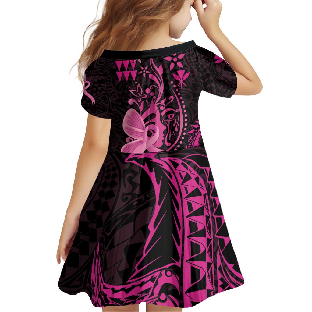Hawaii Breast Cancer Family Matching Mermaid Dress and Hawaiian Shirt Girl Floral Kakau Pattern LT01 - Polynesian Pride
