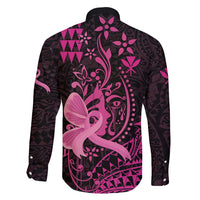 Hawaii Breast Cancer Family Matching Mermaid Dress and Hawaiian Shirt Girl Floral Kakau Pattern LT01 - Polynesian Pride