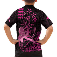 Hawaii Breast Cancer Family Matching Off Shoulder Maxi Dress and Hawaiian Shirt Girl Floral Kakau Pattern LT01 - Polynesian Pride