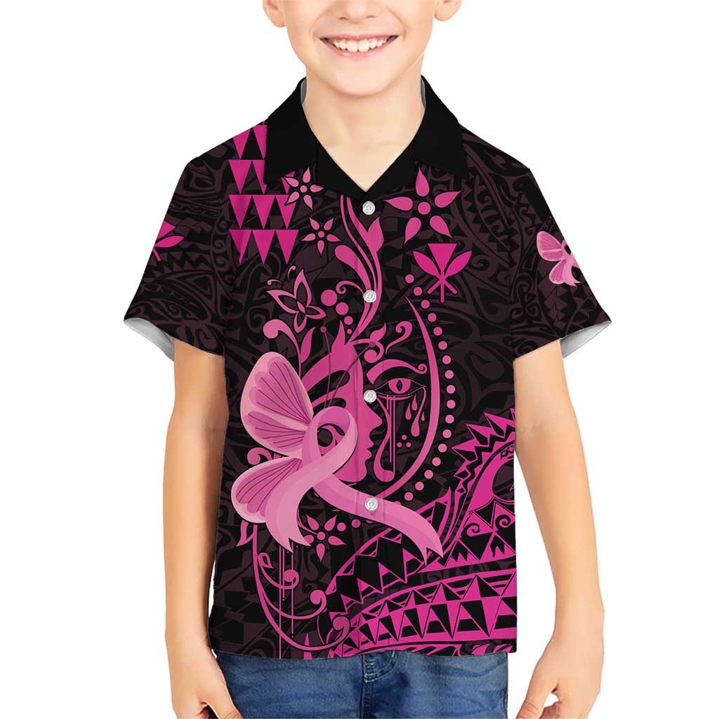 Hawaii Breast Cancer Hawaiian Shirt Girl Floral Kakau Pattern