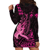 Hawaii Breast Cancer Hoodie Dress Girl Floral Kakau Pattern LT01 - Polynesian Pride