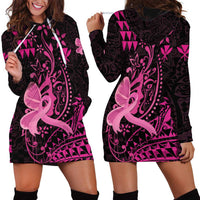 Hawaii Breast Cancer Hoodie Dress Girl Floral Kakau Pattern LT01 - Polynesian Pride