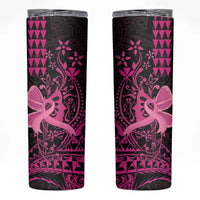 Hawaii Breast Cancer Skinny Tumbler Girl Floral Kakau Pattern LT01 Pink - Polynesian Pride