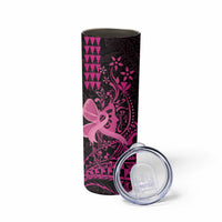 Hawaii Breast Cancer Skinny Tumbler Girl Floral Kakau Pattern LT01 - Polynesian Pride