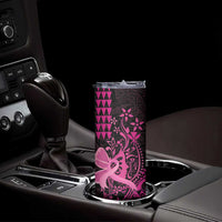 Hawaii Breast Cancer Skinny Tumbler Girl Floral Kakau Pattern LT01 - Polynesian Pride