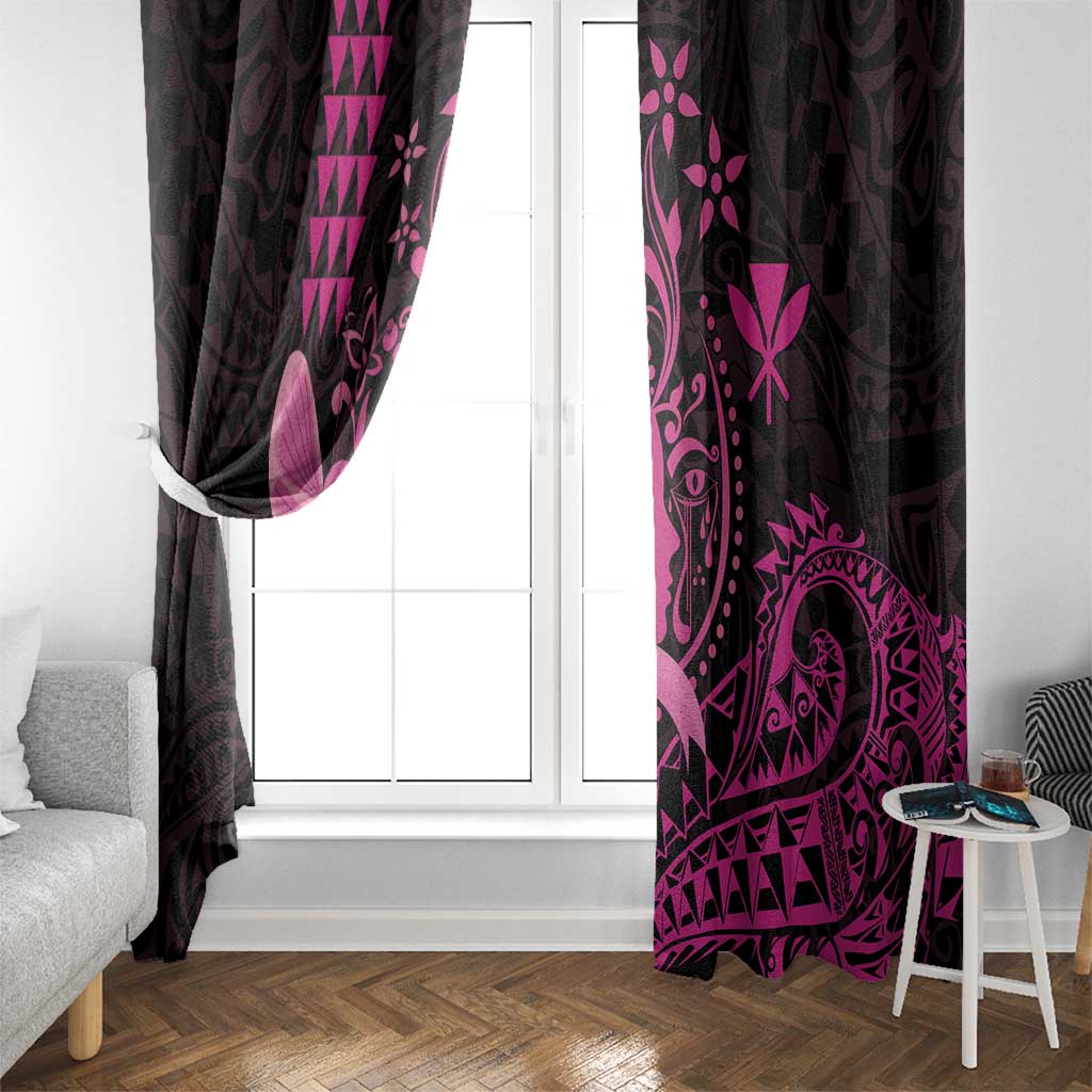 Hawaii Breast Cancer Window Curtain Girl Floral Kakau Pattern