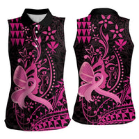 Hawaii Breast Cancer Women Sleeveless Polo Shirt Girl Floral Kakau Pattern LT01 - Polynesian Pride