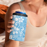 Fiji Tapa Pattern 4 in 1 Can Cooler Tumbler Plumeria Floral
