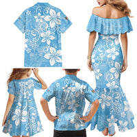 Fiji Tapa Pattern Family Matching Mermaid Dress and Hawaiian Shirt Plumeria Floral LT01 - Polynesian Pride
