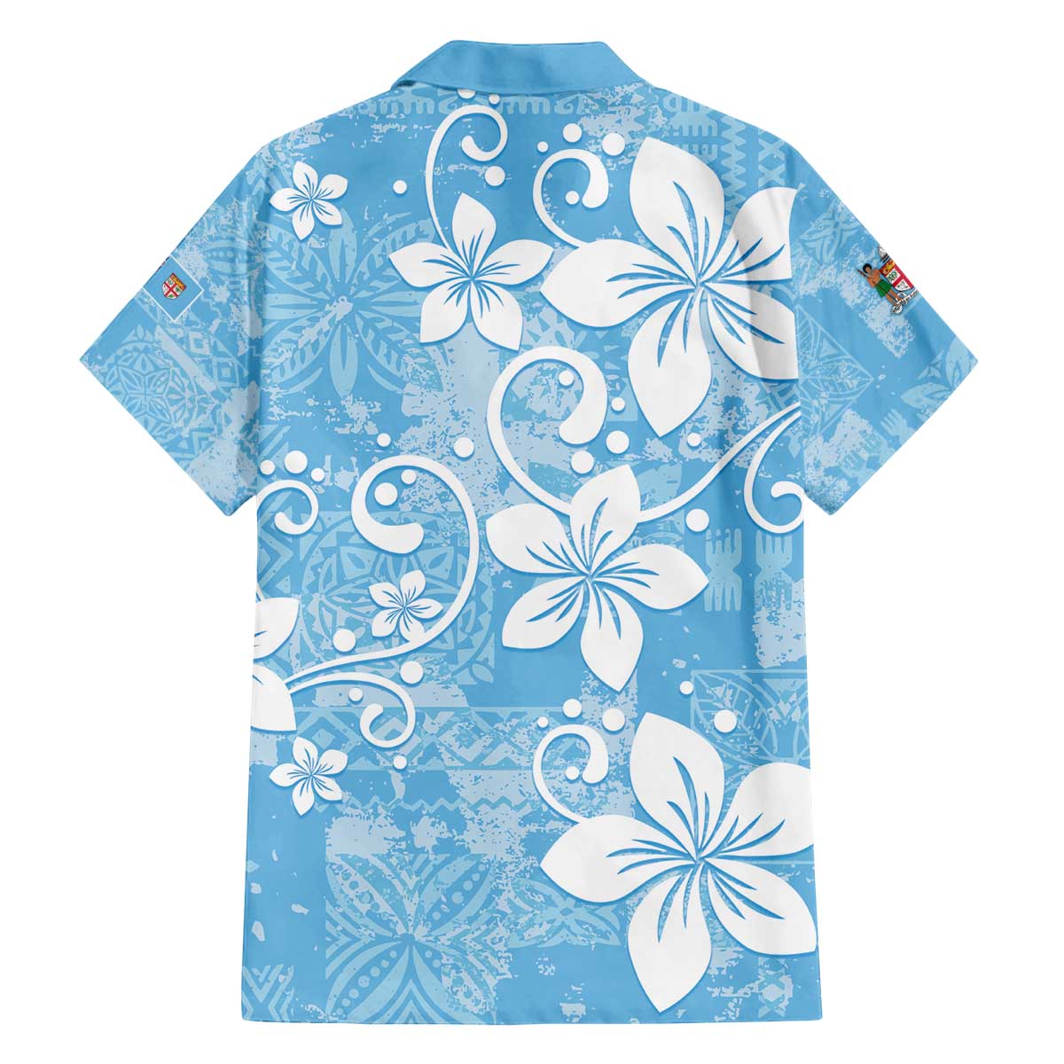 Fiji Tapa Pattern Family Matching Off The Shoulder Long Sleeve Dress and Hawaiian Shirt Plumeria Floral LT01 - Polynesian Pride