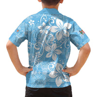 Fiji Tapa Pattern Family Matching Off Shoulder Short Dress and Hawaiian Shirt Plumeria Floral LT01 - Polynesian Pride