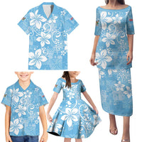 Fiji Tapa Pattern Family Matching Puletasi and Hawaiian Shirt Plumeria Floral LT01 - Polynesian Pride