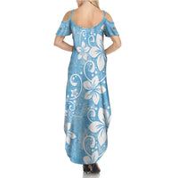 Fiji Tapa Pattern Family Matching Summer Maxi Dress and Hawaiian Shirt Plumeria Floral LT01 - Polynesian Pride