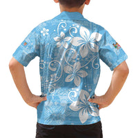 Fiji Tapa Pattern Family Matching Tank Maxi Dress and Hawaiian Shirt Plumeria Floral LT01 - Polynesian Pride