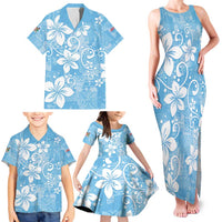 Fiji Tapa Pattern Family Matching Tank Maxi Dress and Hawaiian Shirt Plumeria Floral LT01 - Polynesian Pride