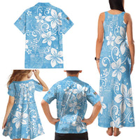 Fiji Tapa Pattern Family Matching Tank Maxi Dress and Hawaiian Shirt Plumeria Floral LT01 - Polynesian Pride