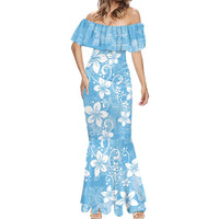 Fiji Tapa Pattern Mermaid Dress Plumeria Floral LT01 - Polynesian Pride