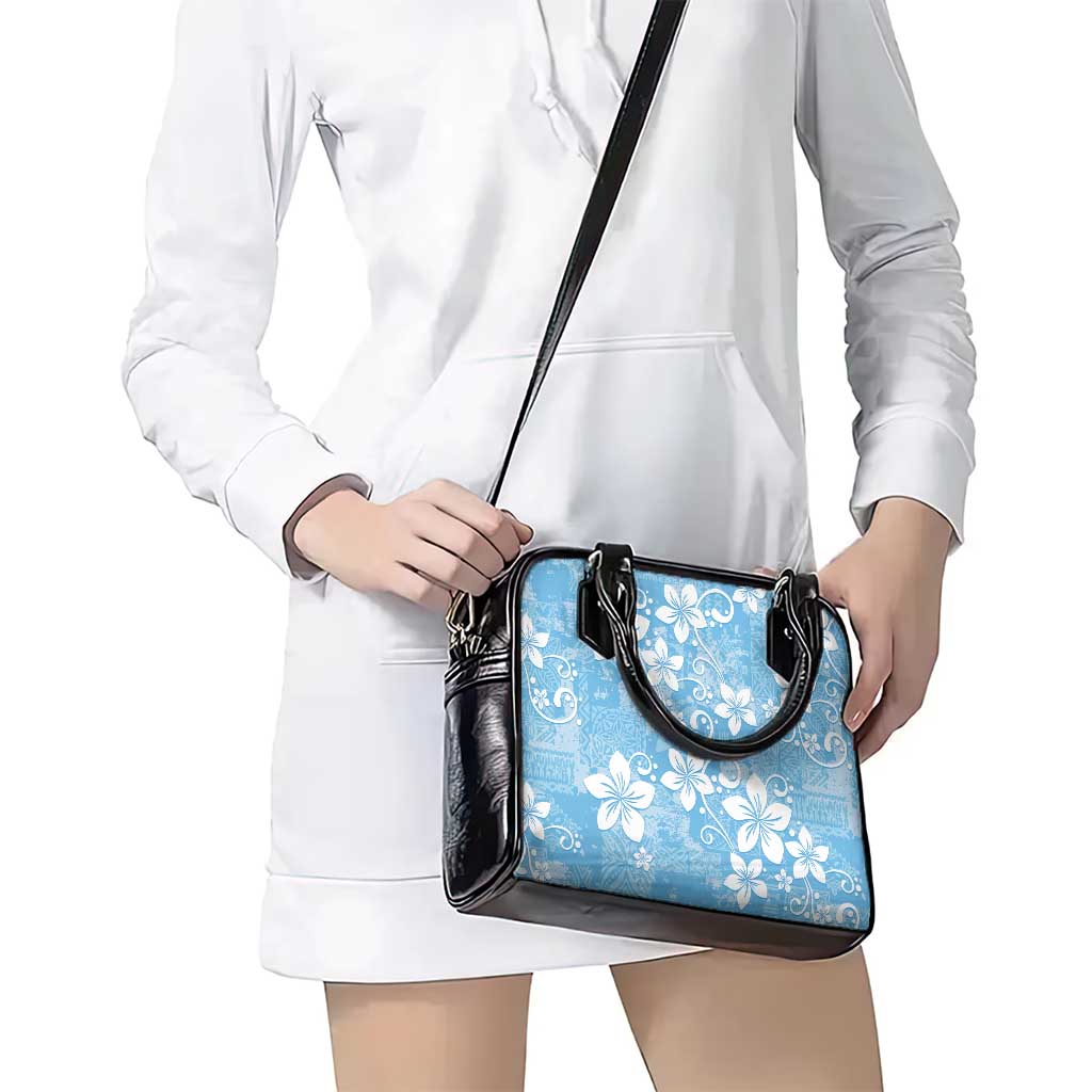 Fiji Tapa Pattern Shoulder Handbag Plumeria Floral