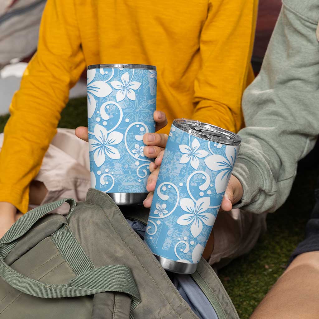 Fiji Tapa Pattern Tumbler Cup Plumeria Floral