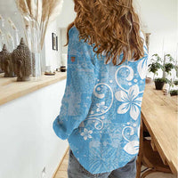 Fiji Tapa Pattern Women Casual Shirt Plumeria Floral