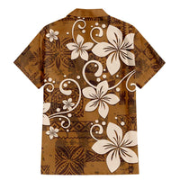 Plumeria Floral Tapa Pattern Vintage Gold Family Matching Mermaid Dress and Hawaiian Shirt LT01 - Polynesian Pride