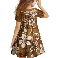 Plumeria Floral Tapa Pattern Vintage Gold Family Matching Off Shoulder Short Dress and Hawaiian Shirt LT01 - Polynesian Pride