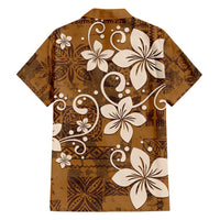 Plumeria Floral Tapa Pattern Vintage Gold Family Matching Puletasi and Hawaiian Shirt LT01 - Polynesian Pride