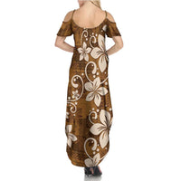 Plumeria Floral Tapa Pattern Vintage Gold Family Matching Summer Maxi Dress and Hawaiian Shirt LT01 - Polynesian Pride