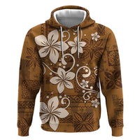 Plumeria Floral Tapa Pattern Vintage Gold Hoodie LT01 Pullover Hoodie Gold - Polynesian Pride
