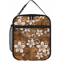 Plumeria Floral Tapa Pattern Vintage Gold Lunch Bag LT01 10.2 × 8.3 × 4.3 inch Gold - Polynesian Pride