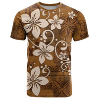 Plumeria Floral Tapa Pattern Vintage Gold T Shirt
